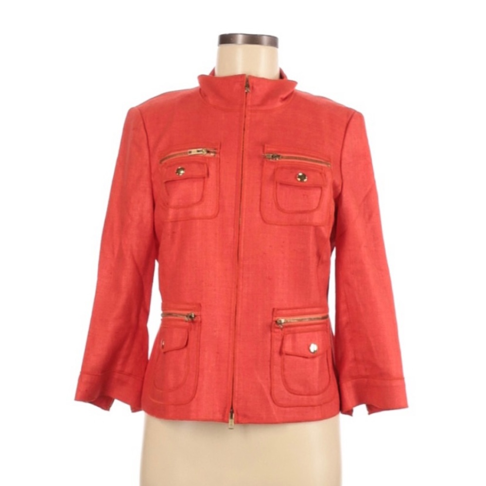 ECCOCI size 6 orange silk jacket in very good condition